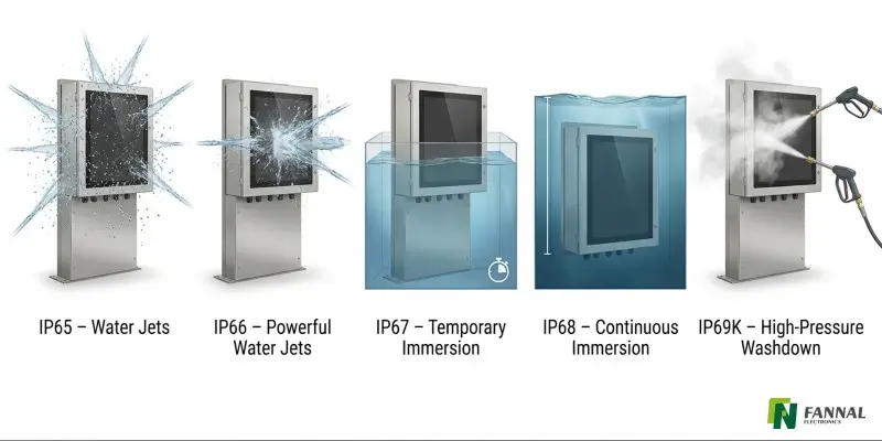 IP65 vs IP66 vs IP67 vs IP68 vs IP69K: 主な違い
